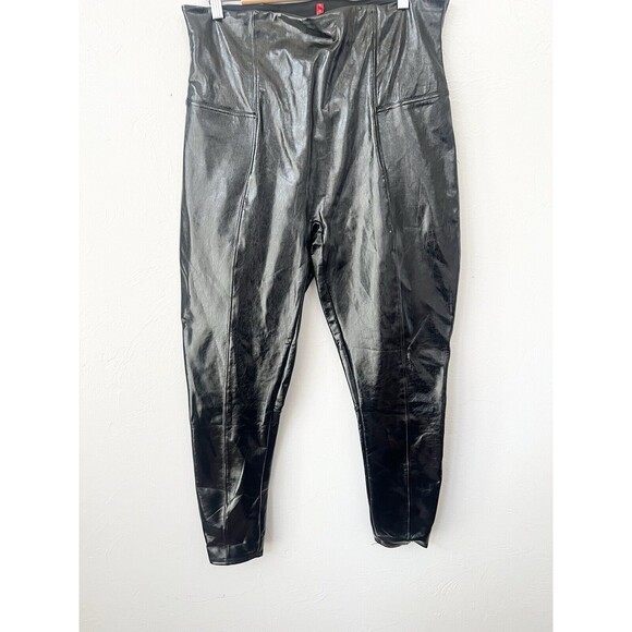 SPANX Shape Faux Leather Patent High Rise Leggings Black  Slimming Size 1X - Picture 3 of 9